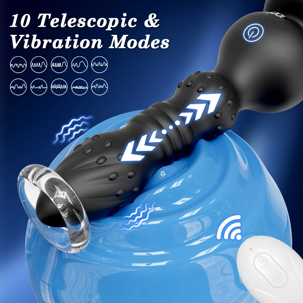 Spinta Plug anale Vibratore Giocattoli del sesso per le donne Uomini Butt Plug Maschio Massaggiatore della prostata Telescopico G Spot Vibratore Stimolatore 18+