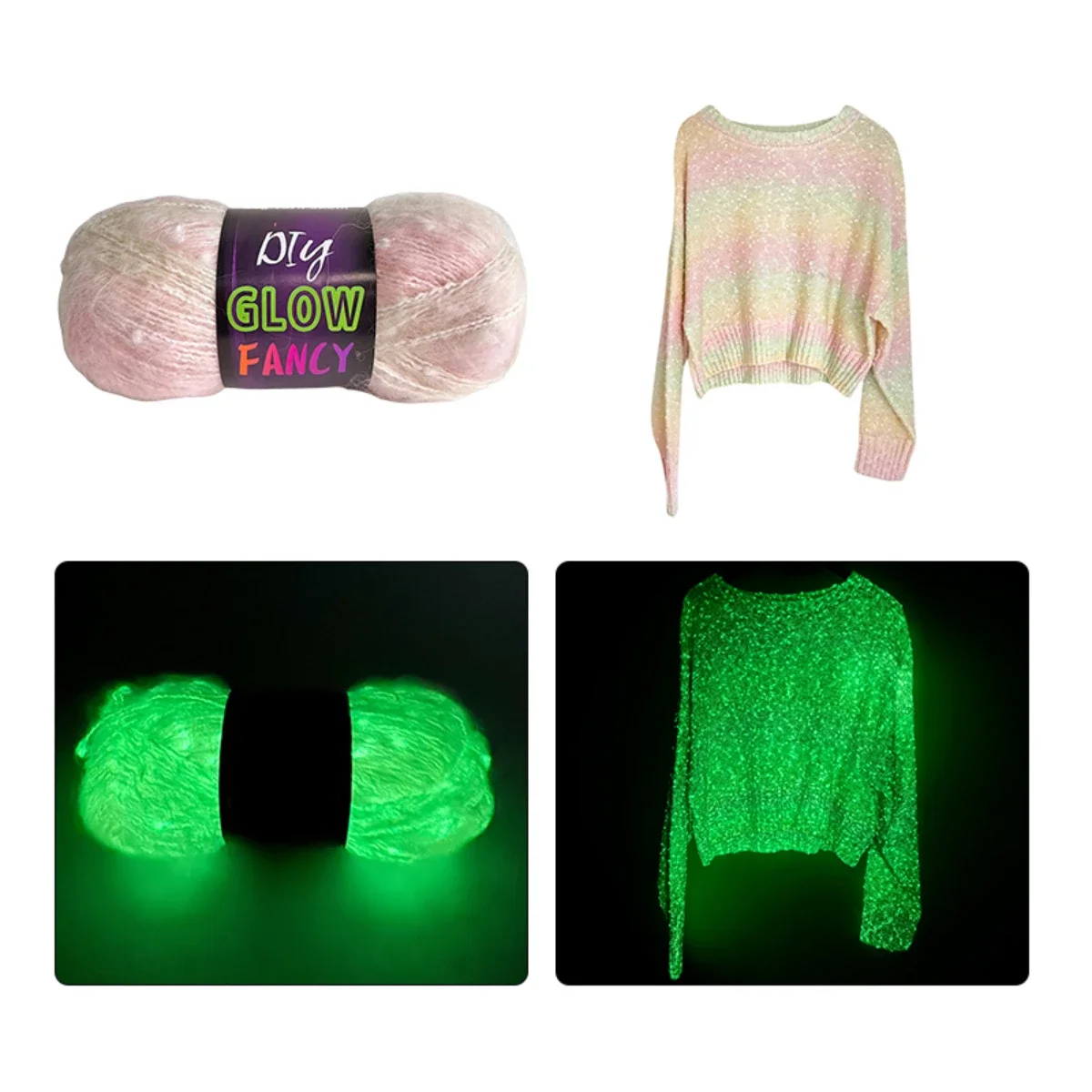 1pc 50g Glow in Dark Polyester Wool Luminous Knitting Yarn for Hand Knitted Cardigan Scarf Carpet Sweater Hat