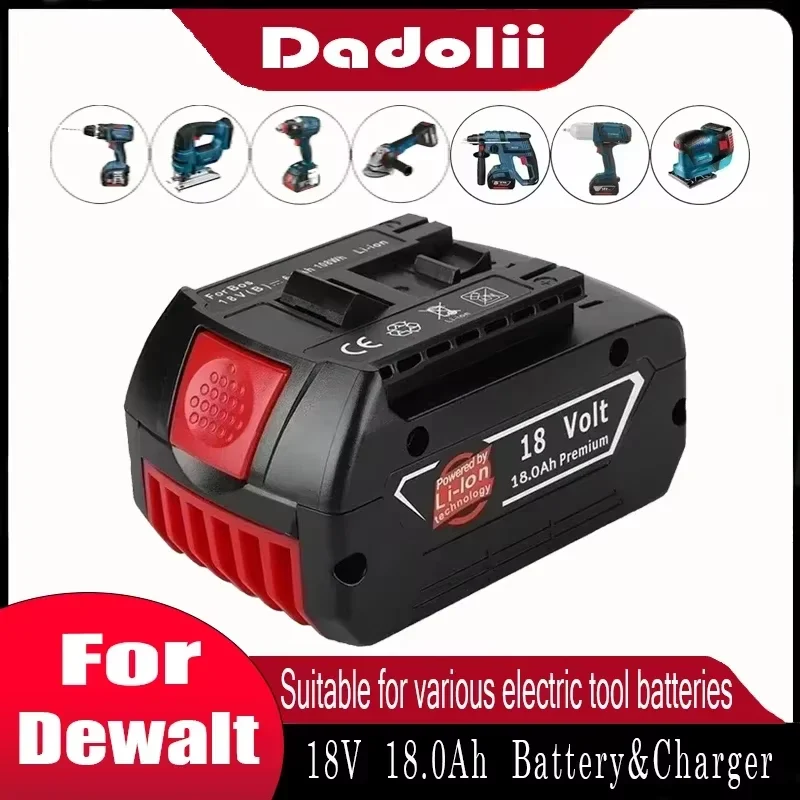 

Bosch drill new 18V battery 18.0Ah 18V rechargeable lithium-ion battery BAT609, BAT609G, BAT618, BAT618G, BAT614+charger