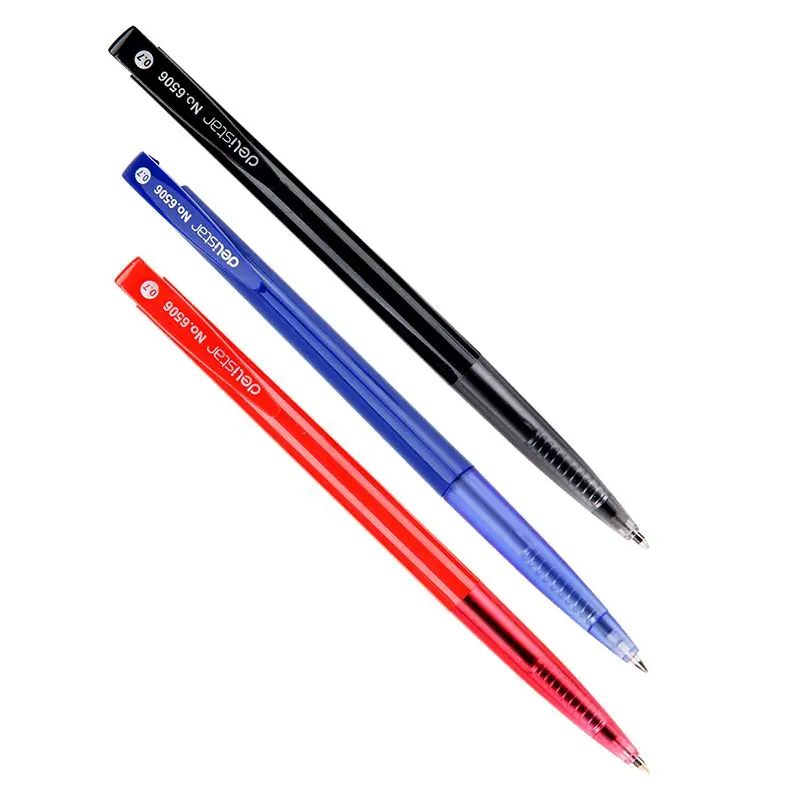 1pc Deli 0.7mm Ballpoint Pen Black Blue Red Push Automatic Ballpen Office School Supply Business Signature Student Writing Tool