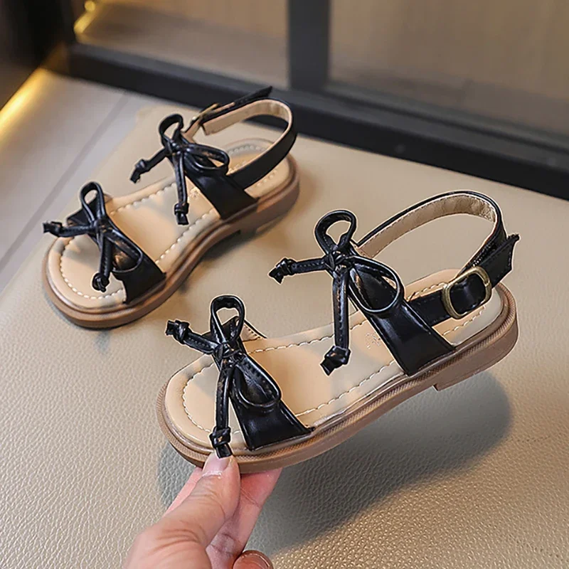 

2025 Summer New Children's Sandals Fashion Bow Girls' Princess Sandals Soft Bottom Anti Slip Baby Kid's Casual Beach Shoes