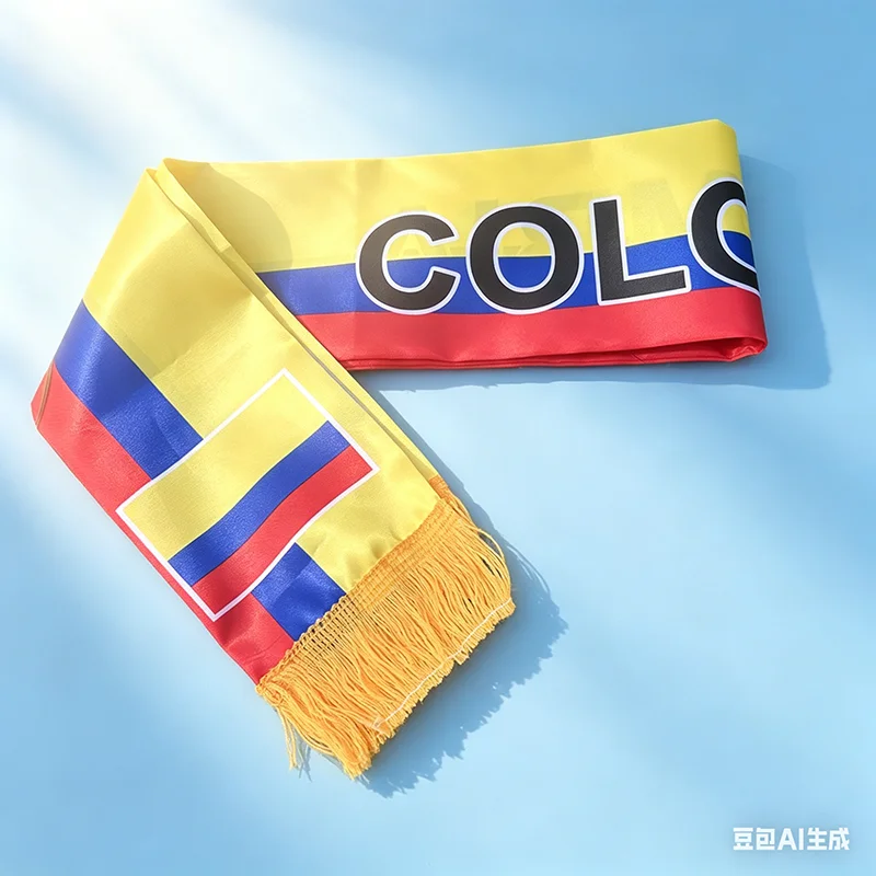 Z-ONE FLAG 14x130cm Colombia Scarf  Colombia national day Scarves Tassels for Football Used for event decoration
