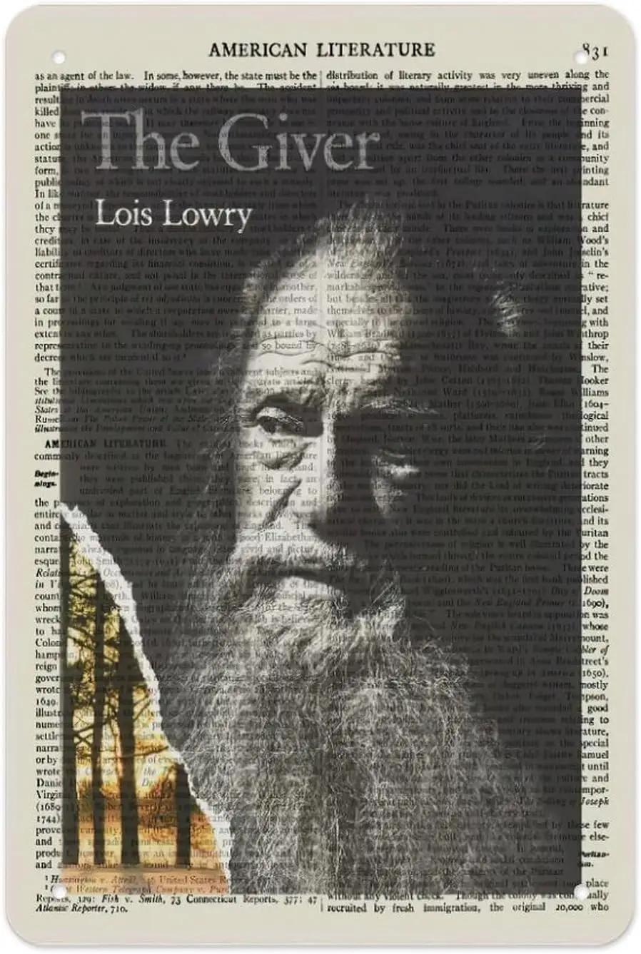 Metal Tin Sign  -The Giver,Famous Writer Lois Lowry Retro American Literature -Vintage Books Posters, For Classroom, Office, Liv