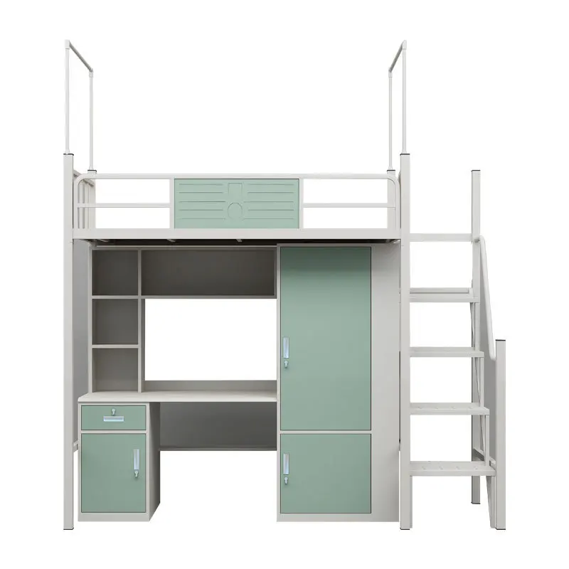 

Single apartment bed, college dormitory bed and table, desk with wardrobe combination bed