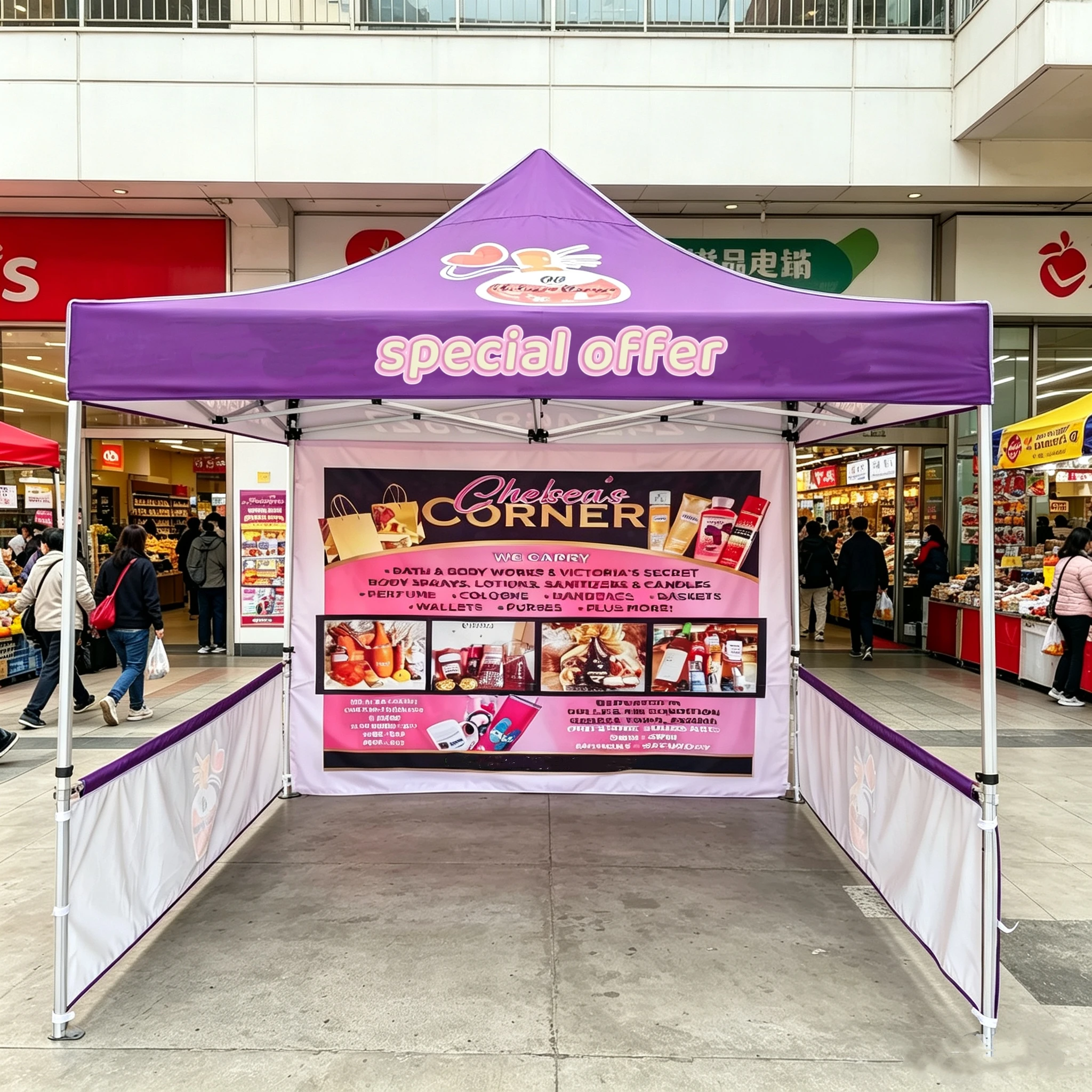 Custom Printed Roof Backwall SidewallTrade Show Advertising Canopy Tents 10x10ft Folding Summer Exhibition Display