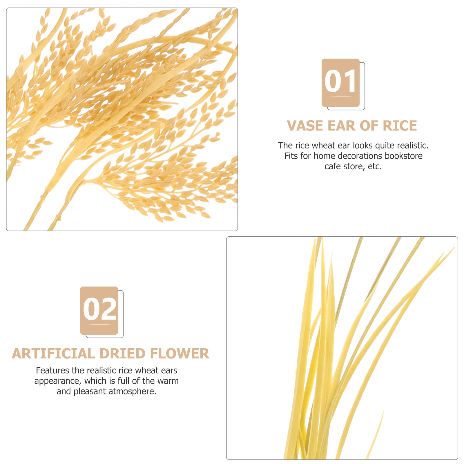 

4pcs Artificial Rice Ears Decoration Realistic Dried Wheat Stalks Flower Handmade Home Photo Props Bulk Ornaments