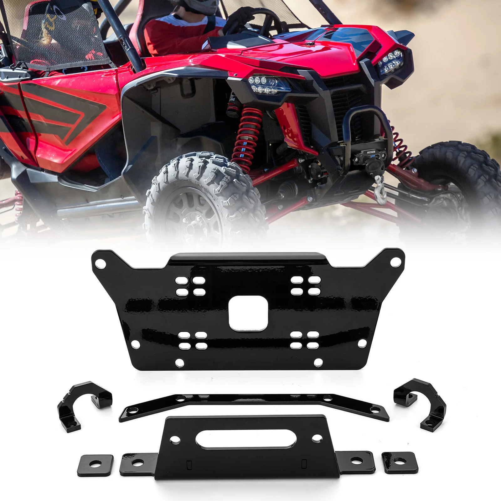 utv-atv-winch-mounting-bracket-winch-mounting-plate-bolt-on-heavy-duty-steel-for-honda-talon-2019-2025-accessories