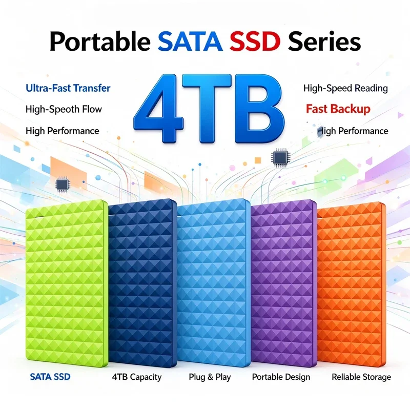 High‑Speed USB3.0 Portable RJ External HDD 4TB, 2.5‑Inch Slim, Reliable Data Backup Storage for Laptop, Mac, Android, Desktop PC