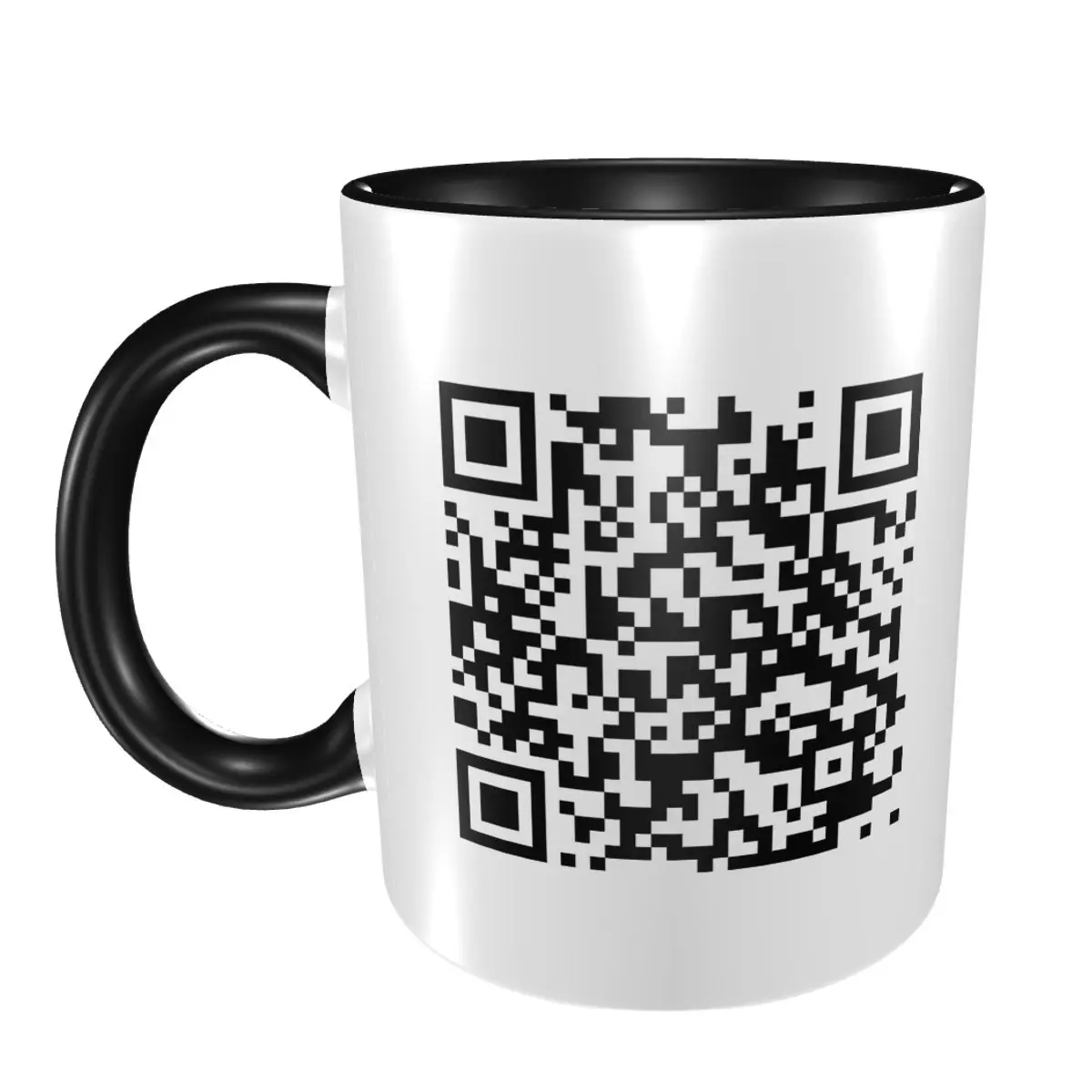 Rickroll Never Gonna Give You Up QR Mug Funny Ceramic Coffee Cups Tea Mugs Milk Cup Drinkware Gifts for Friends