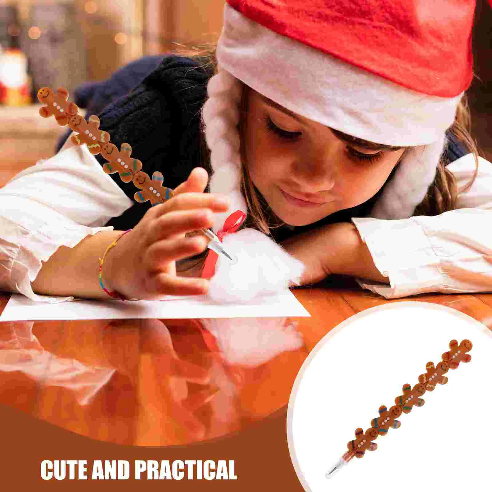 10 Pcs Christmas Pencils Bulk Gingerbread Man Nativity Ornaments Automatic Decorations Cookie Brown Tree