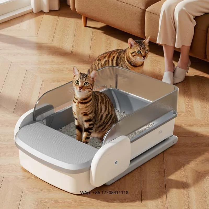 

Self-cleaning box with spoon, automatic toilet tray for large cats, deodorant enclosed pet supplies and accessories