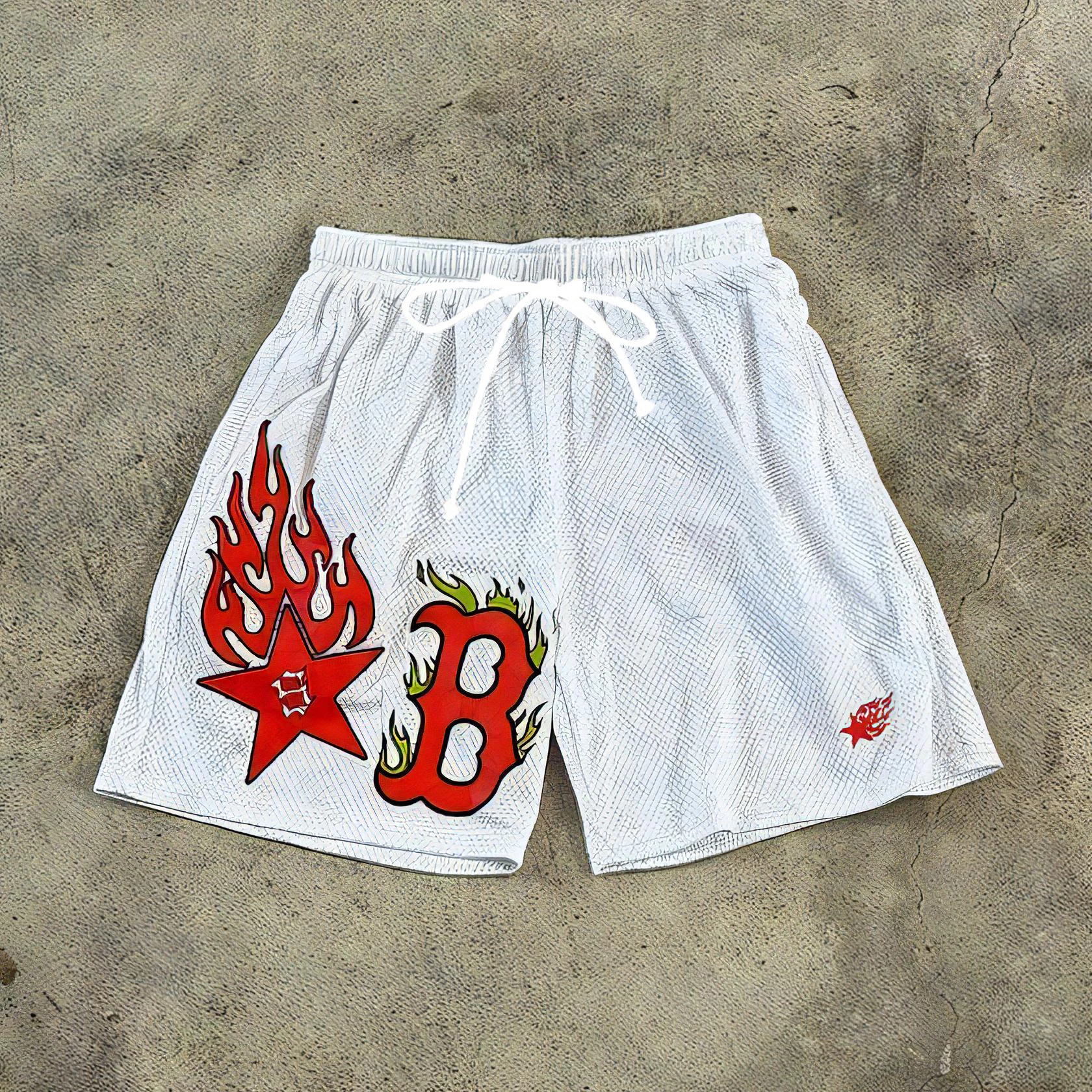 ใหม่มาถึงกางเกงขาสั้นผู้ชายเทรนด์แบรนด์ Drawstring Sweatpants แฟชั่น High Street กีฬากางเกงขาสั้น Mens Tranning Jogging Out กางเกงขาสั้น