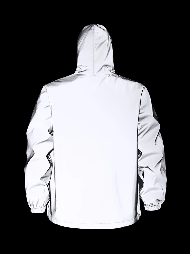 Men's Reflective Clothes Jacket Spring New Hip Hop Night Running Jackets Streetwear Hoodie Glowing Outdoor Dance Cycling Jacket