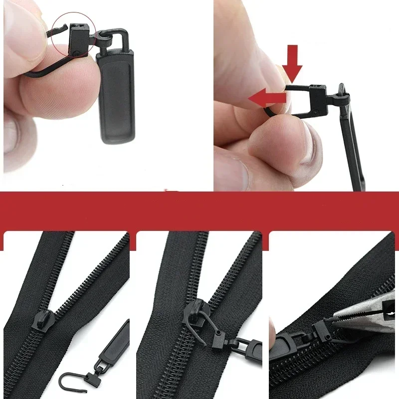 New Detachable Zipper Puller Universal Replacement Tab Zippers Head Sliders Repair Kit for Suitcases Bags Clothing  Sewing Craft