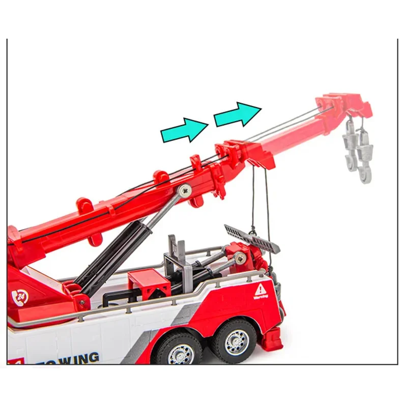 合金製プルバック式エンジニアリングクレーンモデルシミュレーション障害物クリーニングカーおもちゃ救助車卸売