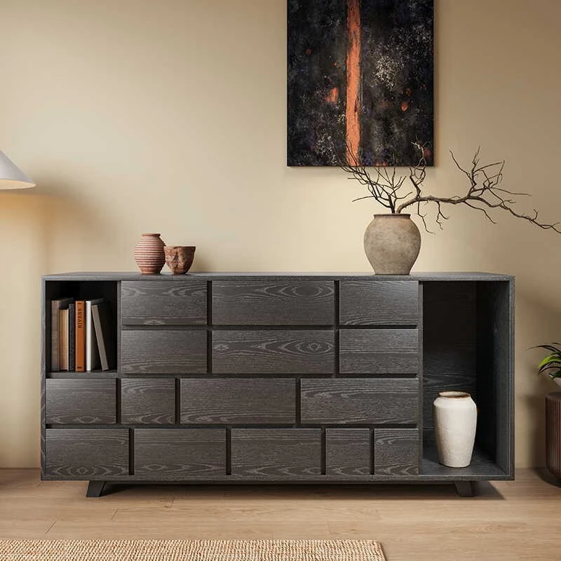 

Wabi Sansan Wind Entrance Cabinet Old Elm Chinese Solid Wood Retro Homestay Storage Locker