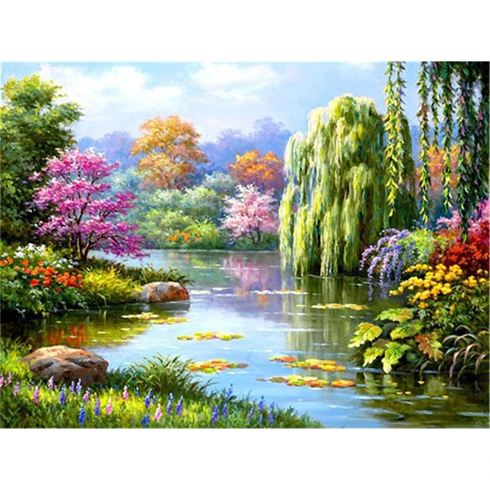 Landscape Nature DIY 11CT Embroidery Cross Stitch Kits Needlework Craft Set Printed Canvas Cotton Thread Home    Wholesale