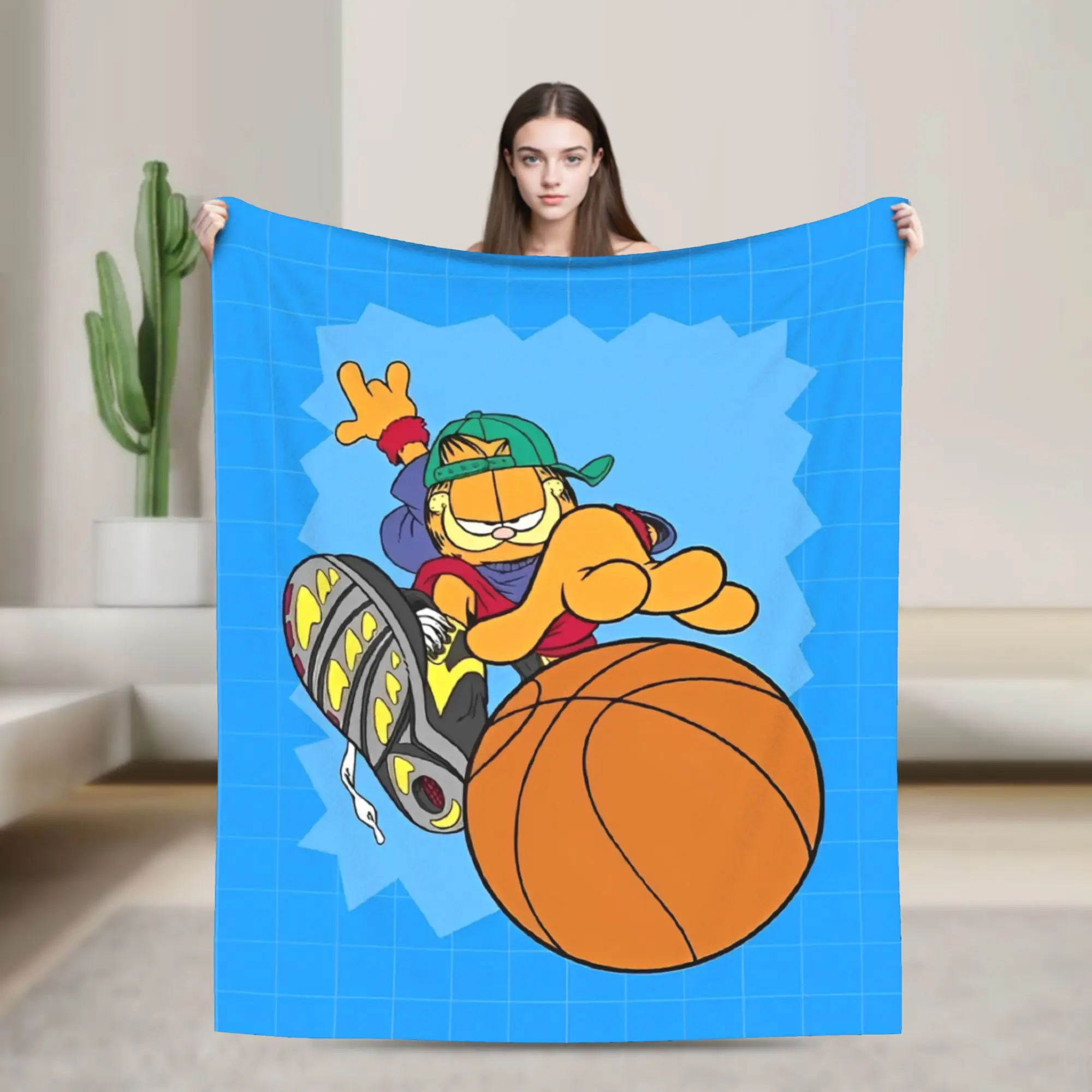 

Garfields Basketball Blanket Flannel Awesome Warm Throw Blankets for Coverlet Textile Decor,