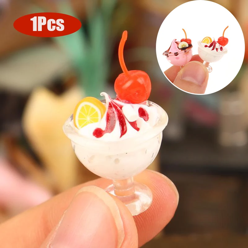 

1Pcs Dollhouse Simulation Cherry Cream Cup Ice Cream Cup Mini Model Ornament Toy Dollhouse Miniature Accessories Decoration Toy
