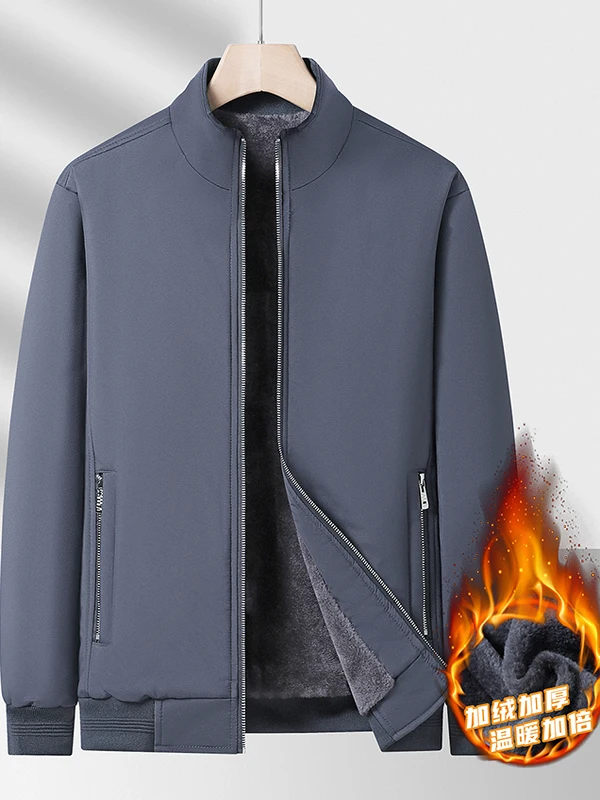 

2025 New Premium Adstrative Cotton Jaet Men's Mid-Aged Thiened Warm Stand Collar Casual Sle Zipper Closure ort Coat