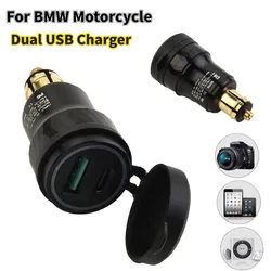 For BMW Motorcycles Dual USB Charger Adapter For DIN Plug Socket Adapter With A Waterproof Cover Fast Charging 12V-24V