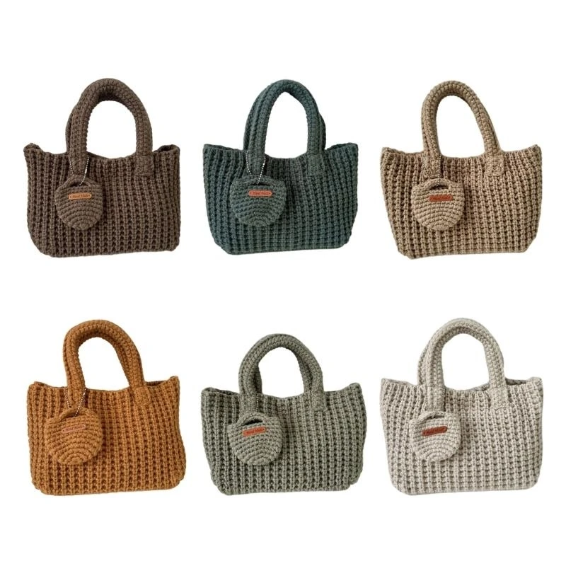 

E8FB Stylish Yarn Handwoven Bag Capacity Crochet Handbag Elegant Knitted Bags Suitable for Fashion Individuals