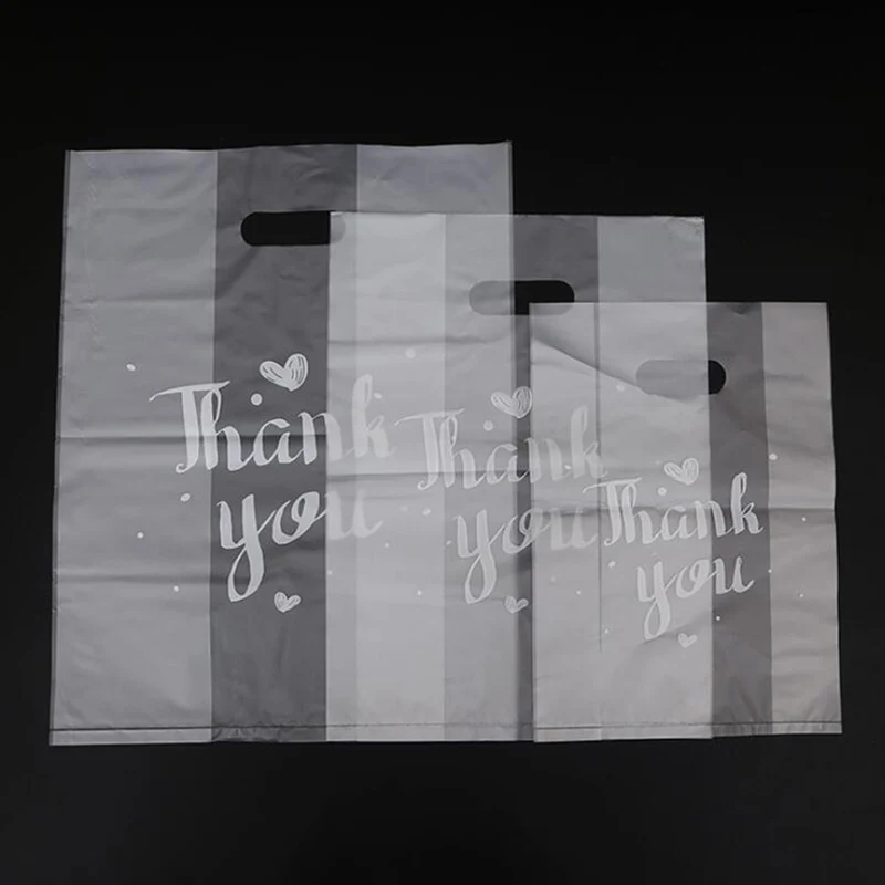 50pcs Thank You Plastic Candy Gift Bags Shopping Bags Wedding Wrapping Bags