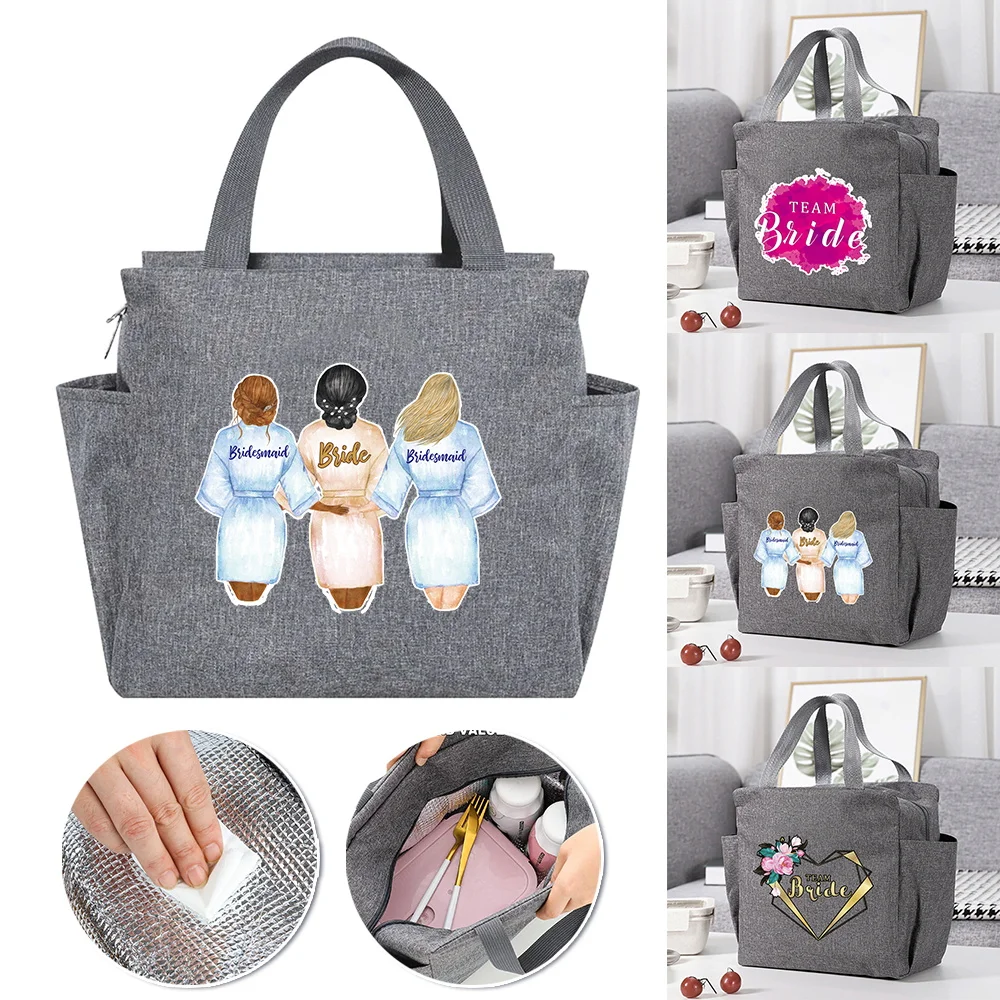 

Insulated Lunch Bag for Women Kids Cooler Bag Thermal Bag Portable Lunch Box Large Capacity Tote Food Picnic Bags Bride Pattern