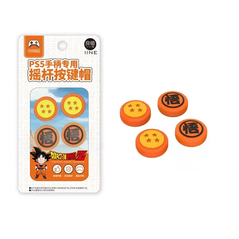 4 Stück Dragon Ball Son Goku weicher Silikon-Daumengriff-Hut, süßer Anime-Charakter, geeignet für Switch/PS5 Joystick-Schutzhülle
