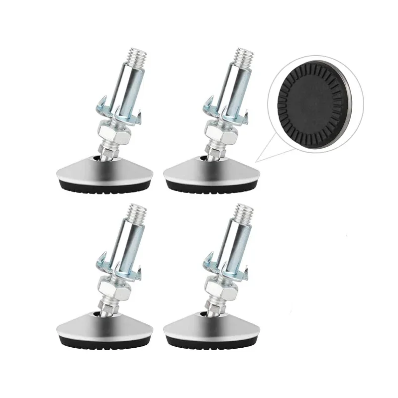 

4Pcs/Set 50mm Swivel Adjustable Leveling Feet, Furniture Leveler Foot with T Nut Bolt, Screw On Cabinet Table Workbench Chair