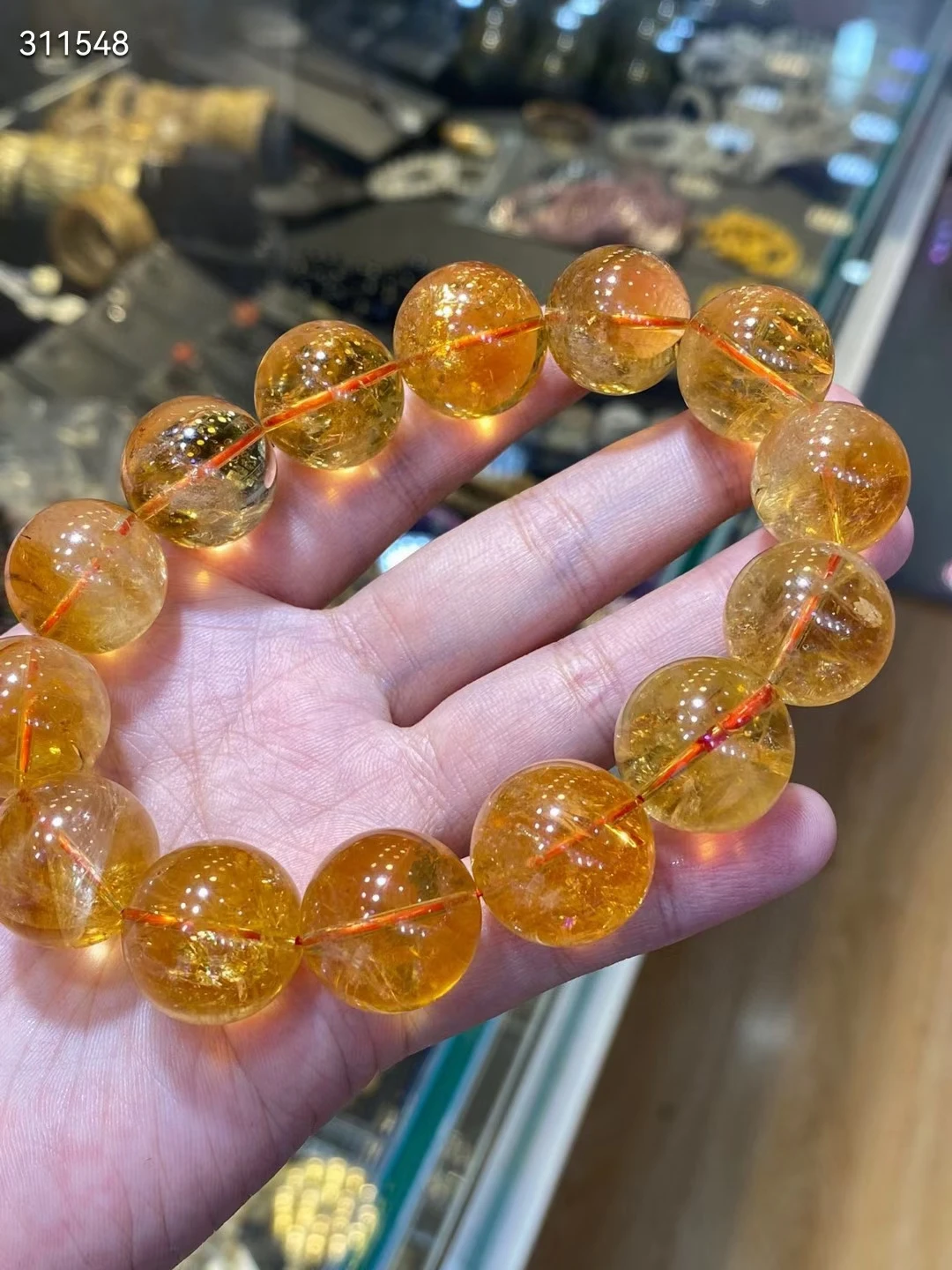 

Natural Yellow Citrine Clear Round Beads Bracelet Big Women Men Citrine 17.5mm Gemstone Beads Wealthy Stone Jewelry AAAAA