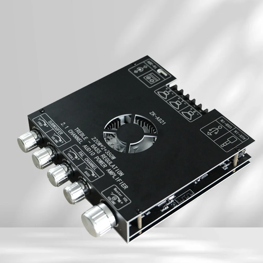 

ZK-AS21 2.1 Channel TPA3255 Bluetooth Digital Power Amplifier Board Module High And Low Tone Subwoofer 220WX2+350W