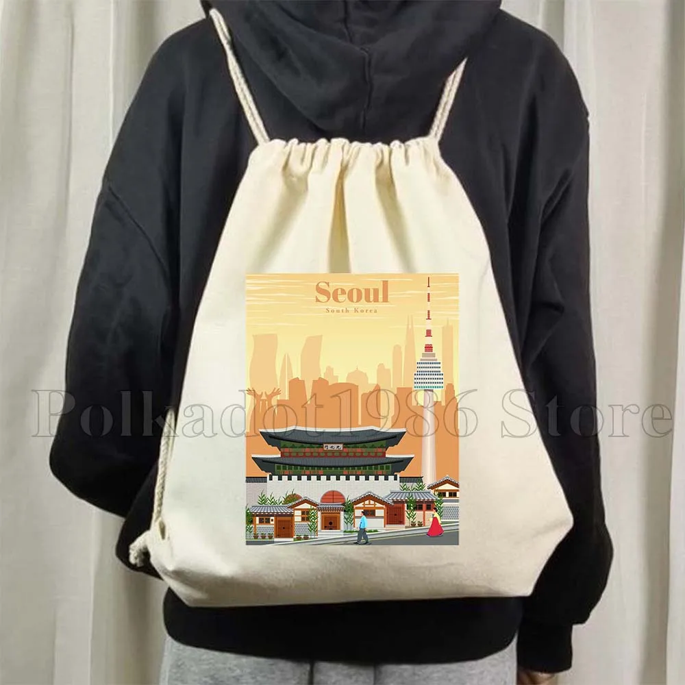 Montreal Mumbai Munich New Delhi Osaka Oslo Petra Prague Quebec Rejkjavik Riga Canvas Drawstring Bags Soccer Backpack Sackpack