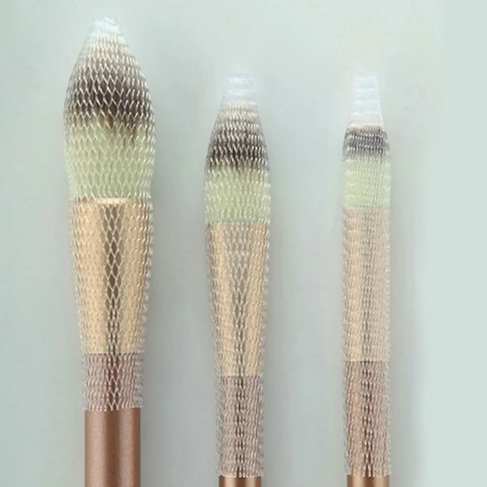 100 個メイクブラシメッシュカバー拡張可能な保護カバーメイクブラシプロテクターメッシュネット乾燥保管用