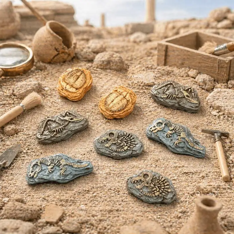 Mini Imitation Fossil Figurines 3/4/8Pcs Desktop Ornaments Micro Landscape Bonsai Sand Table Photography Shooting Props
