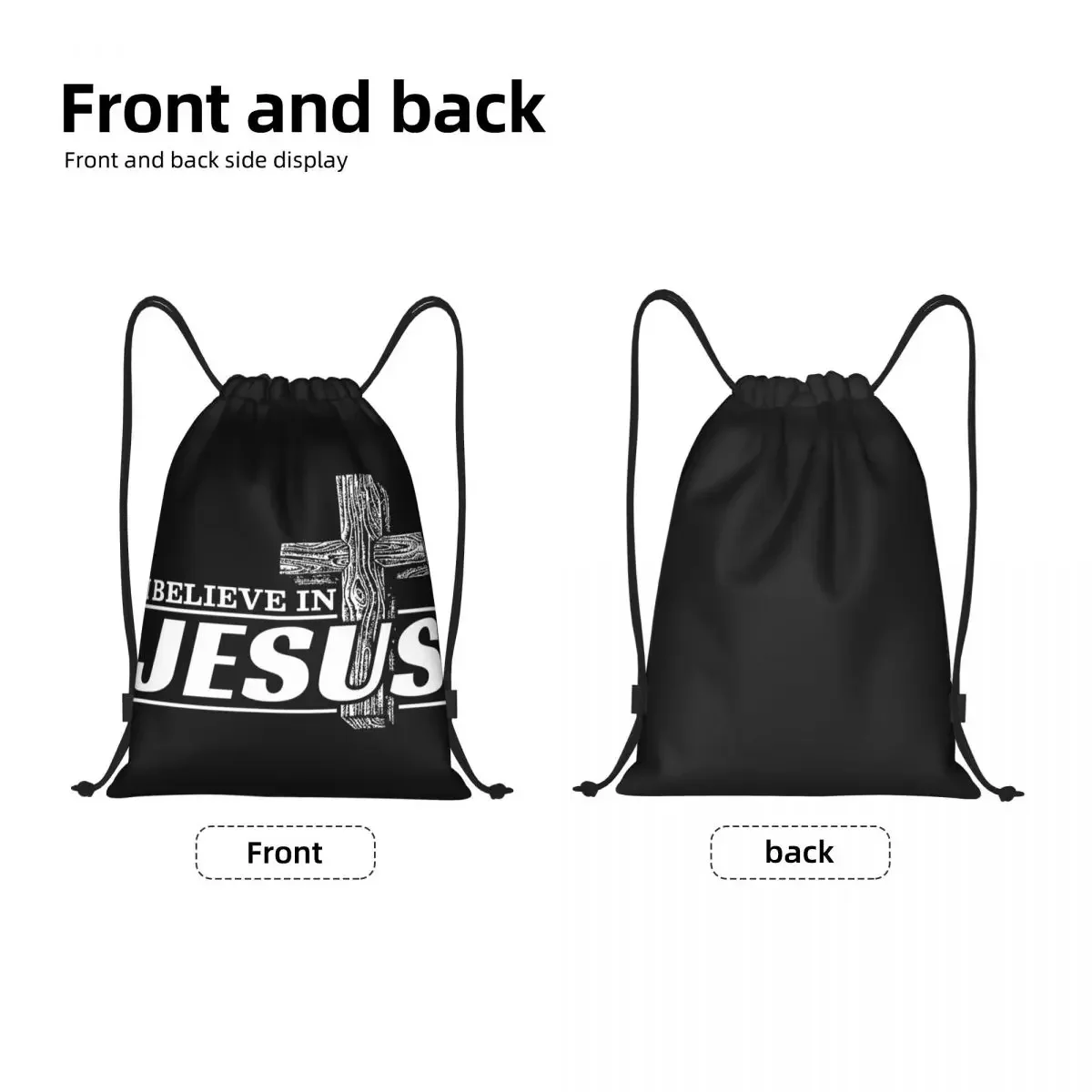 I Believe In Christ Drawstring Backpack Bags  Lightweight Cristianity Faith Gym Sports Sackpack Sacks for Training