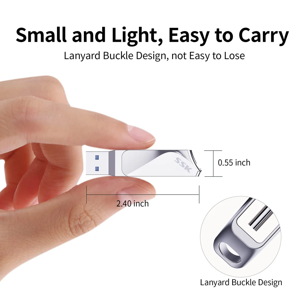 SSK 2 in 1 OTG USB 3.2 & Usb-C Flash Pen Drive Memory Stick Usb3.2 Flash Disk 64GB/128GB/256GB Type C Pendrive for PC Tablet