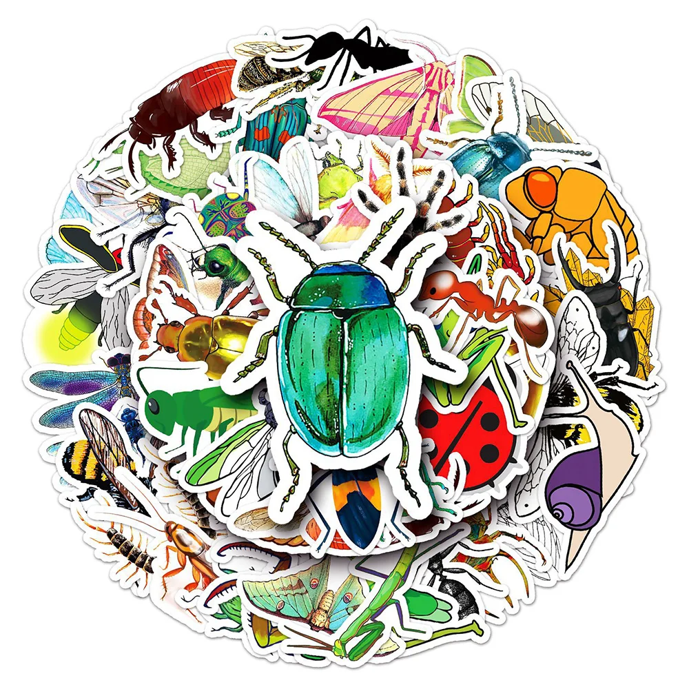 

10/30/50pcs Retro Insect Cartoon Stickers Funny Animal Graffiti Decals Scrapbooking Notebook Phone Bike Classic Kids Toy Sticker
