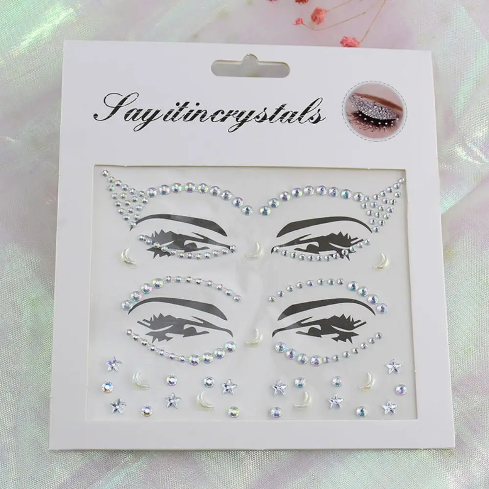 Fake Tattoo 3D Face Tattoo Crystal Sticker Disposable Fashion Gems Rhinestones Sticker Charm High Quality