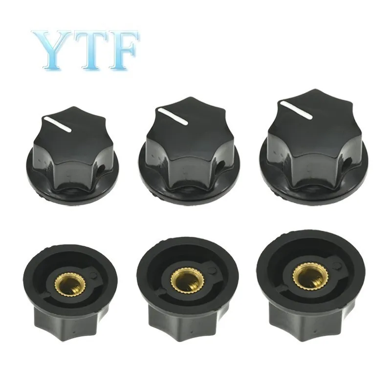 10PCS / LOT Bakelite Knob MF-B01 MF-B02 MF-B03 Hexagonal Potentiometer Band Switch Cap Inner Hole 6MM