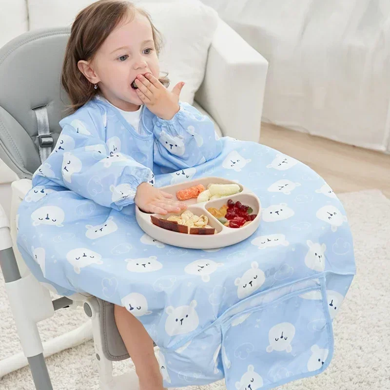 Baby Bibs Baby Coverall Dining Chair One-piece Waterproof Anti-dirty Bib Baby Eating Fedding Bib Apron Kids Feeding Burp Cloth