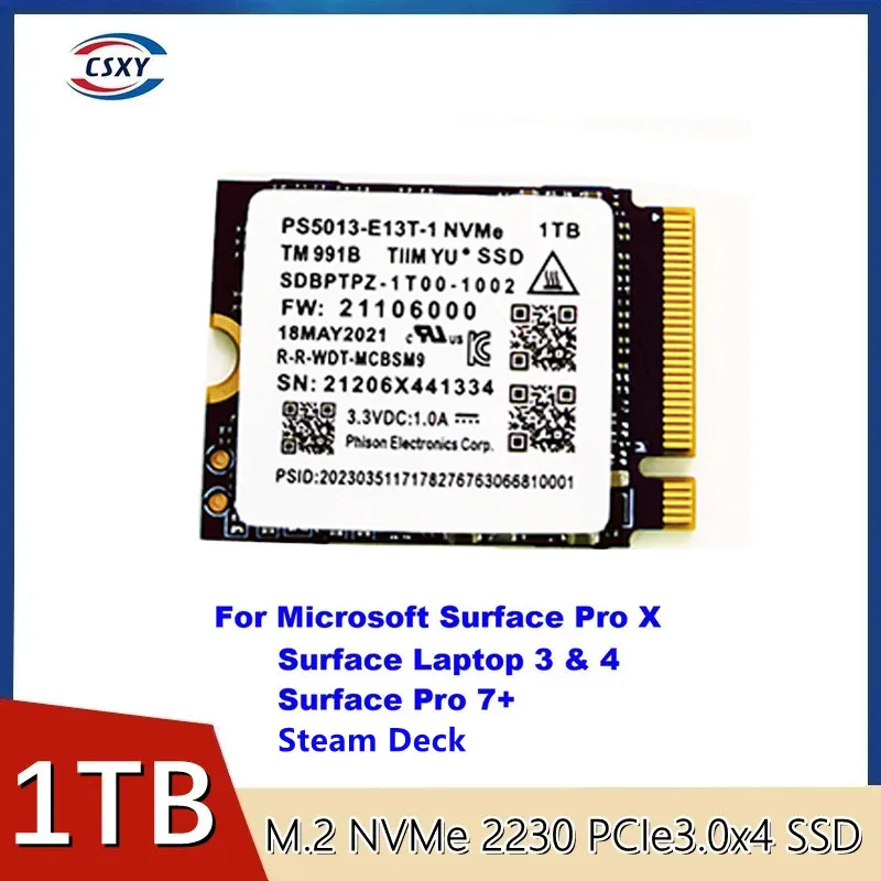 Orijinal 1 TB 2230 SSD NVMe PCIe 1 T Gen3 x4 Microsoft Surface Pro