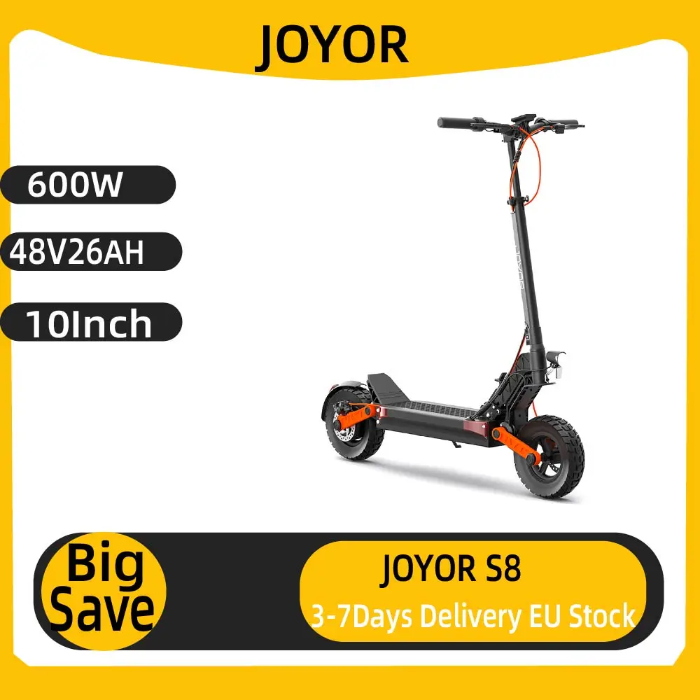 JOYOR S8 adultes pliable Scooter électrique 600W moteur 48V26AH Escooter 10 pouces tout-terrain pneus pneumatiques déplacements urbains e-scooter