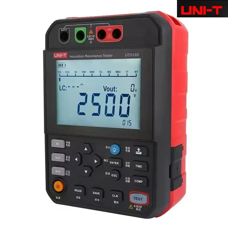 UNI-T UT511 UT512 UT512D Insulation Resistance Tester 100V~1000V Earth Ground 0.1MΩ~10GΩ Ohm Meter AC DC Voltmeter