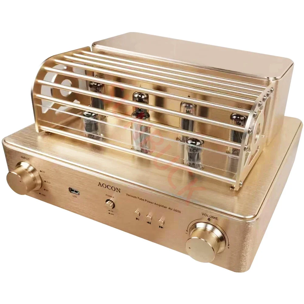 SUNBUCK AV2600 6E2 6F1 6P1 Vacuum Tube Power Amplifier 2.0 Stereo 12W +12W USB Bluetooth hifi Tube Power Amplifier Audio