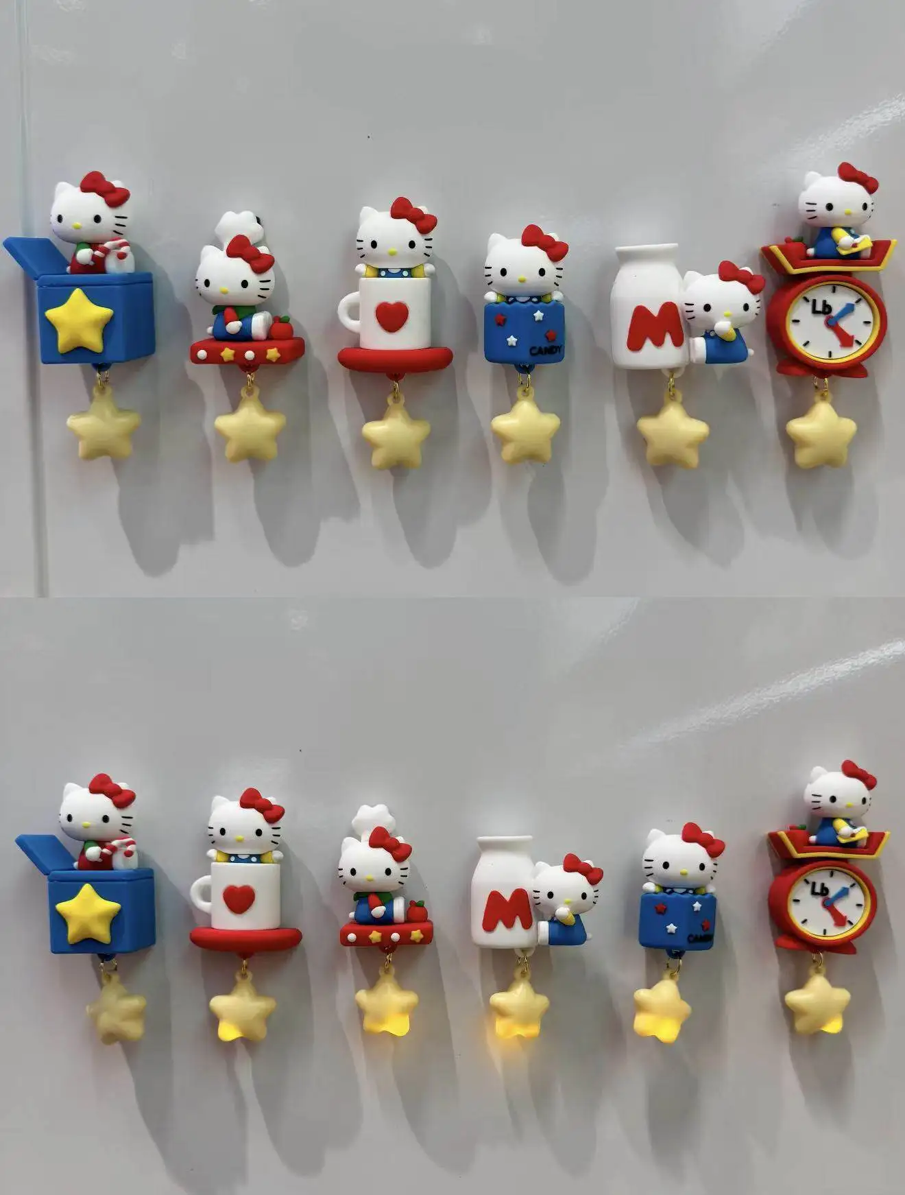 Adorable Hello Kitty Glowing Fridge Magnet Star Shaped Magnetic Luminous Ornament Home Restaurant Wall Decoration Sweet Gift