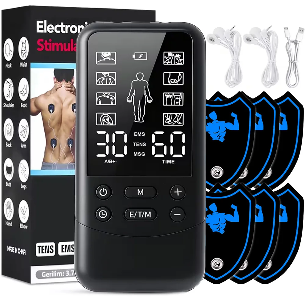 EMS Machine & TENS Massager,Dual Channel Electro Muscle Stimulator for Pain Relief, Body Shaping,Muscle Recovery,Portable Device
