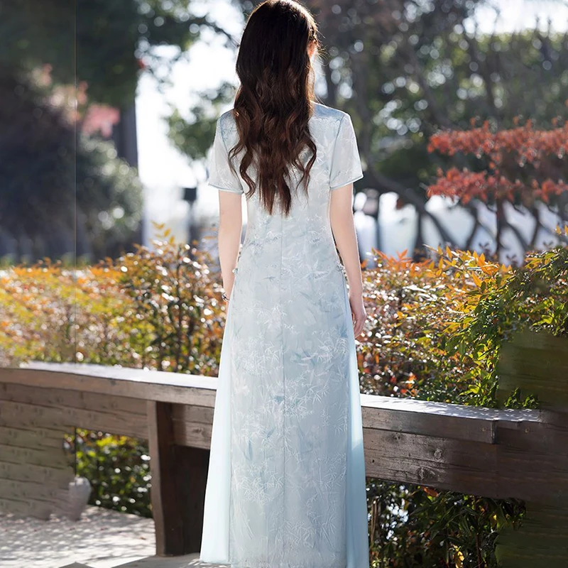Chinese Twips Improved Retro Cheongsam Women's 2025 Summer New Birthday Party Dresses Chic Y2K Elegant Slim Cheongsam Dress