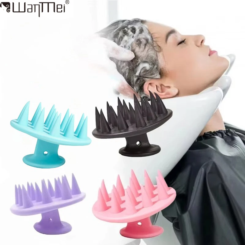 Wanmei silicone shampoo cabeça escova de massagem do couro cabeludo escova de corpo de silicone pente de lavagem de cabelo banho escova de chuveiro salão de cabeleireiro ferramenta