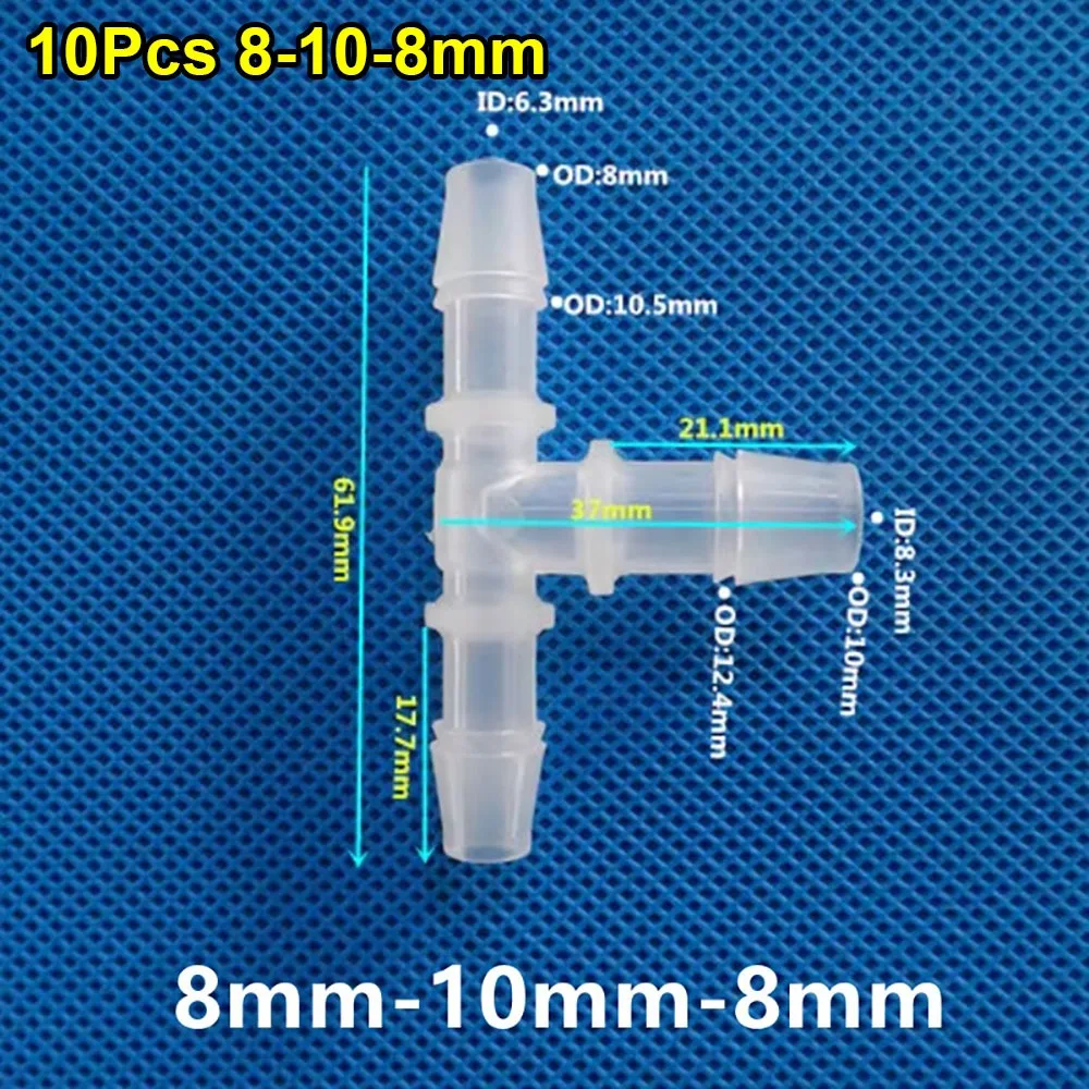 

10 шт. от 3 до 3 мм до 14-10-14 мм Т-образный тройник разъем разного диаметра PP PE 3-ходовой разъем пластиковые мягкие фитинги для шлангов